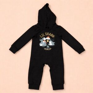 🐻 HURLEY “LIL SHARK” HOODED ROMPER